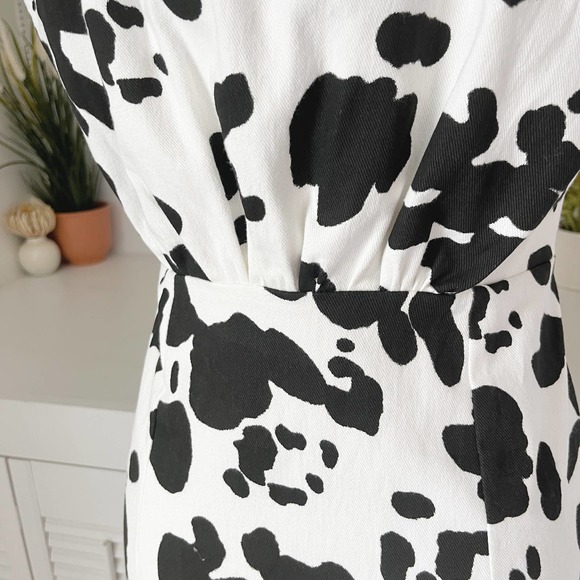 NWT En Saison Cow Print Denim Mian Mini Dress Black White Size S - Picture 8 of 10